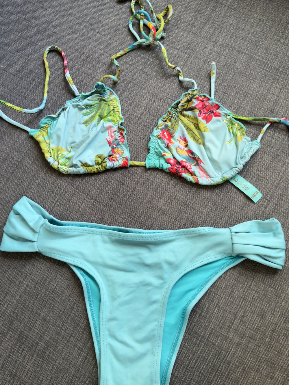 Liquido Aqua Floral Triangle Bikini Set